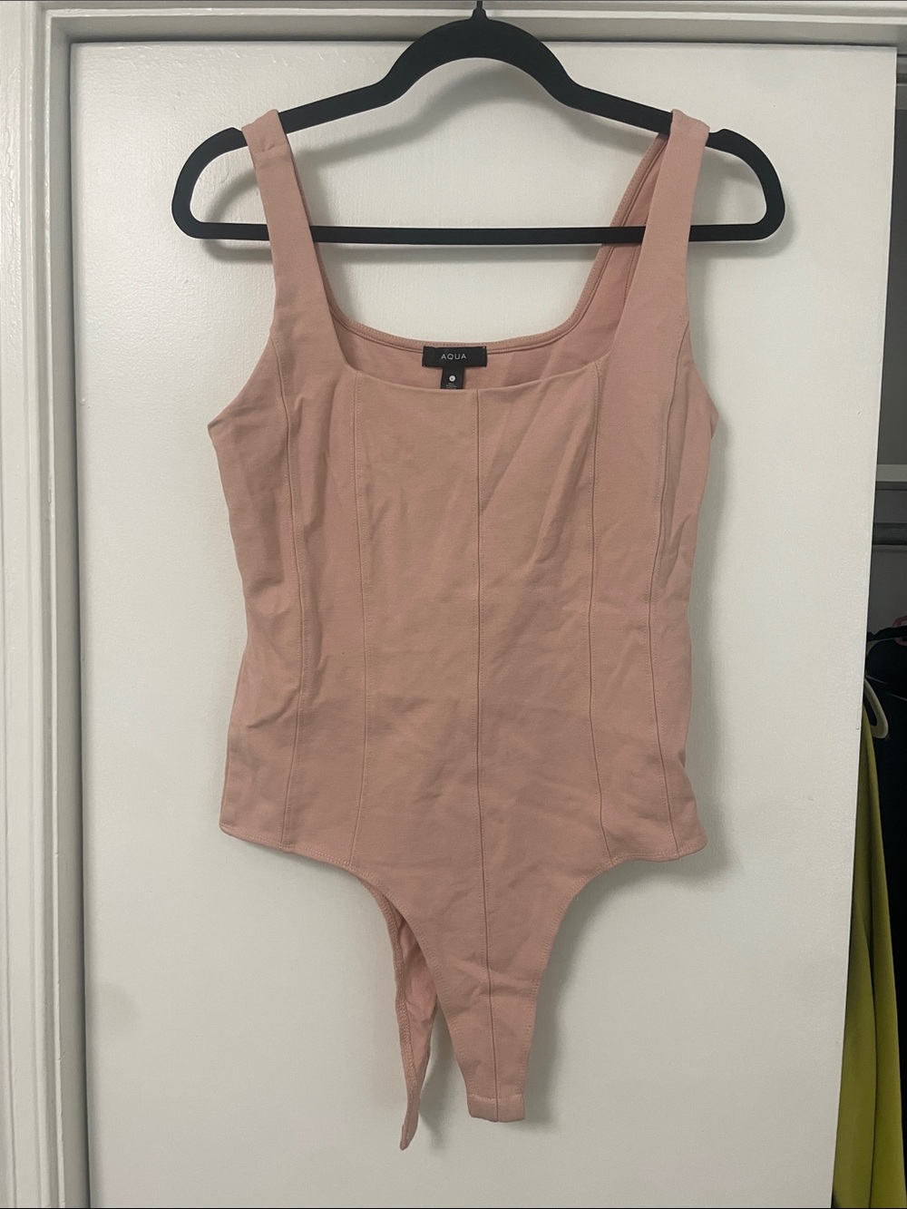 Aqua Blush Pink Square Neck One-Piece Bodysuit